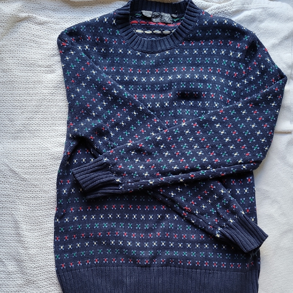 Men's Navy Patterned Sweater